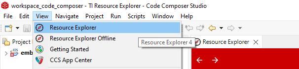 CodeComposer: resource explorer